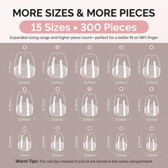 MelodySusie 15 sizes with extra options for perfect nail fit
