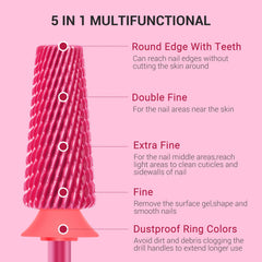 MelodySusie 5-in-1 nail drill bits Pink Blossom nail bed prep for better adhesion