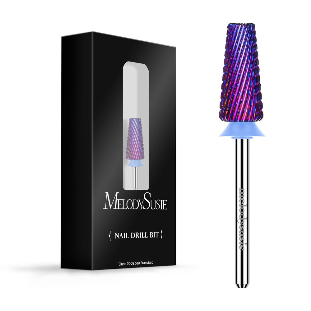 MelodySusie 5 in 1 drill bits in purple for efficient cuticle cleanup.