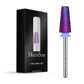 MelodySusie 5 in 1 drill bits in purple for efficient cuticle cleanup.