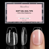 MelodySusie extra-short ballerina x nail tips in clear form for precise DIY extensions