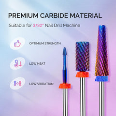 MelodySusie flat top barrel carbide bit protects cuticles while shaping nails.
