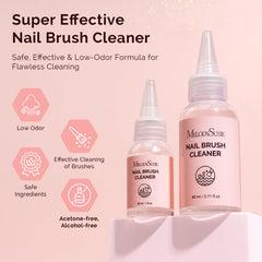 MelodySusie gel-residue remover demonstrates versatile cleaning for UV gel brushes
