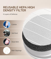 MelodySusie HPro dust filter close-up shows filtration material capturing fine dust.