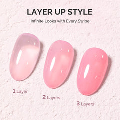 MelodySusie Jeweliver jelly pink nails close-up highlighting smooth, glossy, buildable color.