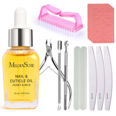 MelodySusie manicure tools kit with double-sided nail files for shaping and refining nails.