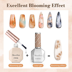 Marble watercolor nail art with MelodySusie blooming gel effect