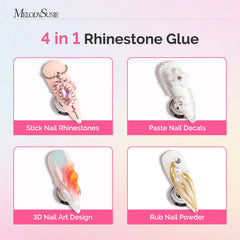 MelodySusie nail-art adhesion setup with gems ready to place.