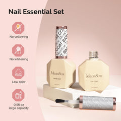 No-wipe glossy finish enhances nail art with a shiny seal.