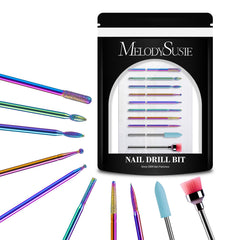 MelodySusie nail drill bits set for versatile nail prep and cuticle work.