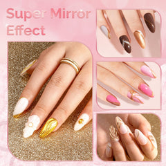 MelodySusie polvo uñas espejo cromado plata para efecto espejo duradero