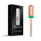 MelodySusie rose gold safety nail drill bits with large barrel for careful cuticle protection.