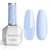 MelodySusie thick gel polish bottle in baby blue for a smooth base color.