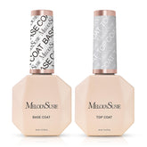 MelodySusie top coat and base coat bottles deliver durable protection for gel nails.