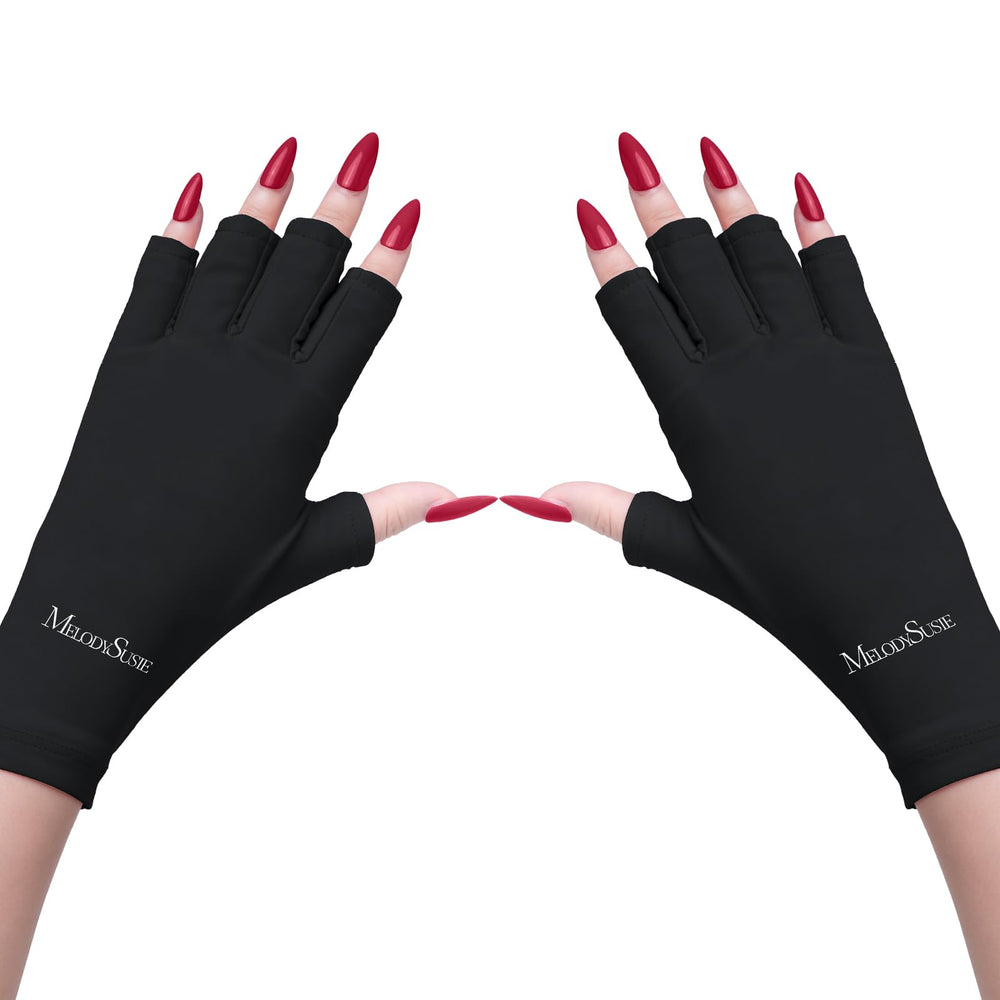 MelodySusie UV gloves during nail lamp sessions protect hands from UV exposure.