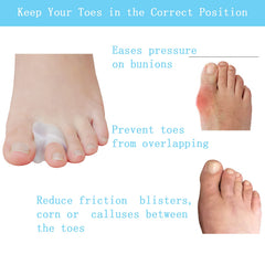 MENOCADY gel toe spacer closeup shows 1/4 inch spacing for gentle toe alignment.