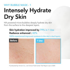 MENOKIN Bubble Mask ingredients hyaluronic acid panel highlighting instant hydration.