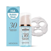MENOKIN Bubble Mask bottle close-up showcasing its hydrating formula for deep moisture.