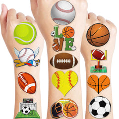 MeoIsDaBest 96pcs sports balls tattoos pack—vibrant designs for shareable party favors