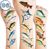 MeoIsDaBest fishing tattoos sheet 1 with bright designs for party favors