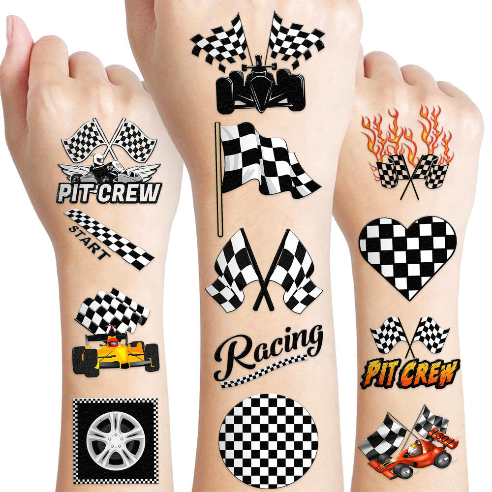 MeoIsDaBest tatuajes temporales con cuadros de carrera, ideales para uso en piel.