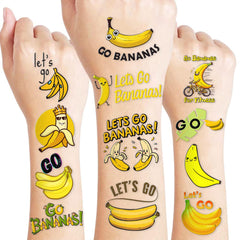 MeoIsDaBest tatuajes temporales de plátano, 5 láminas, ideales para fiestas.