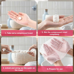 MEQHUO water-activation expands to nine-by-seven-point-five-inch towel.