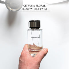 Mercedes-Benz For Men packaging box conveys luxury presentation for gifting or personal collection.