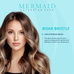 Close-up of boar bristles distributing oils for healthy shine with Mermaid Extension Care