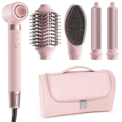 MESCOMB 5-in-1 air hair styler packaging shows all attachments for quick setup.