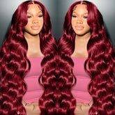 METDIO 99J burgundy lace front wig 26in for versatile styling