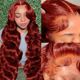 METDIO reddish-brown 13x6 lace front wig with body wave for natural-looking hairline