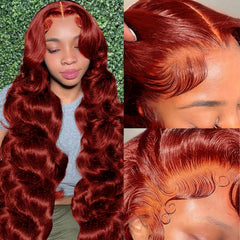 METDIO reddish-brown 13x6 lace front wig with body wave for natural-looking hairline