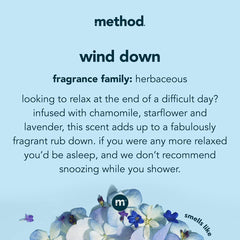 Method Wind Down pour and foamy bubbles, spa like shower moment