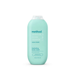 Method Coco Twist: botella de gel para ducha hidrata la piel durante la rutina diaria.