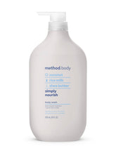 Method Simply Nourish: botella con dispensador para ducha suave e hidratante.