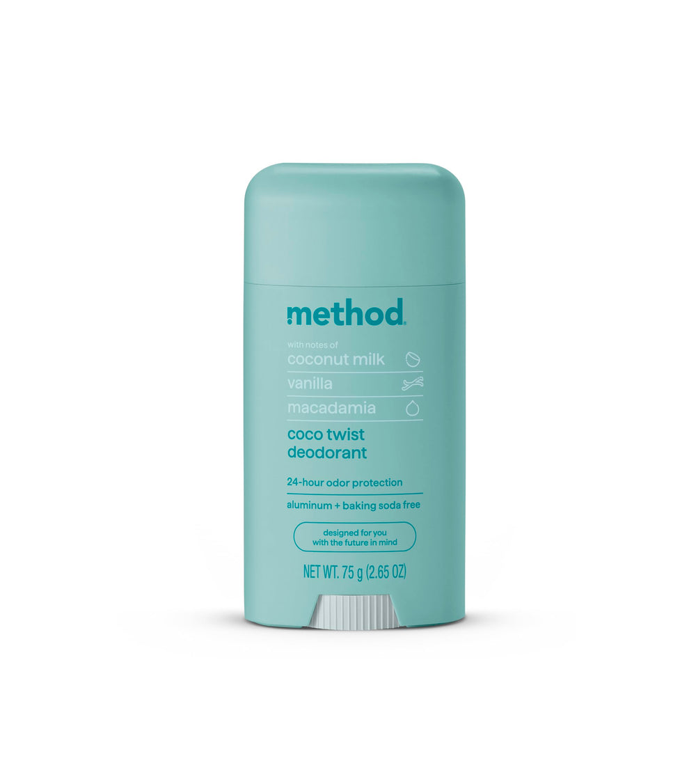 Desodorante Method Coco Twist frente, aroma fresco para el día