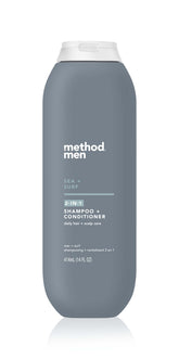 Method Hombres 2 en 1, Mar y Surf, botella 14 oz para limpieza diaria y fresca.