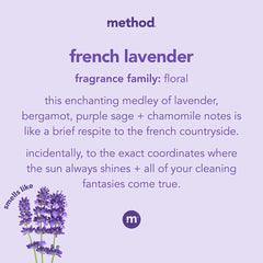 Method lavanda francesa: envase sin bomba para reciclaje y uso sostenible.