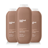 Method Men sandalwood vetiver body wash bottle front, showcasing fragrance