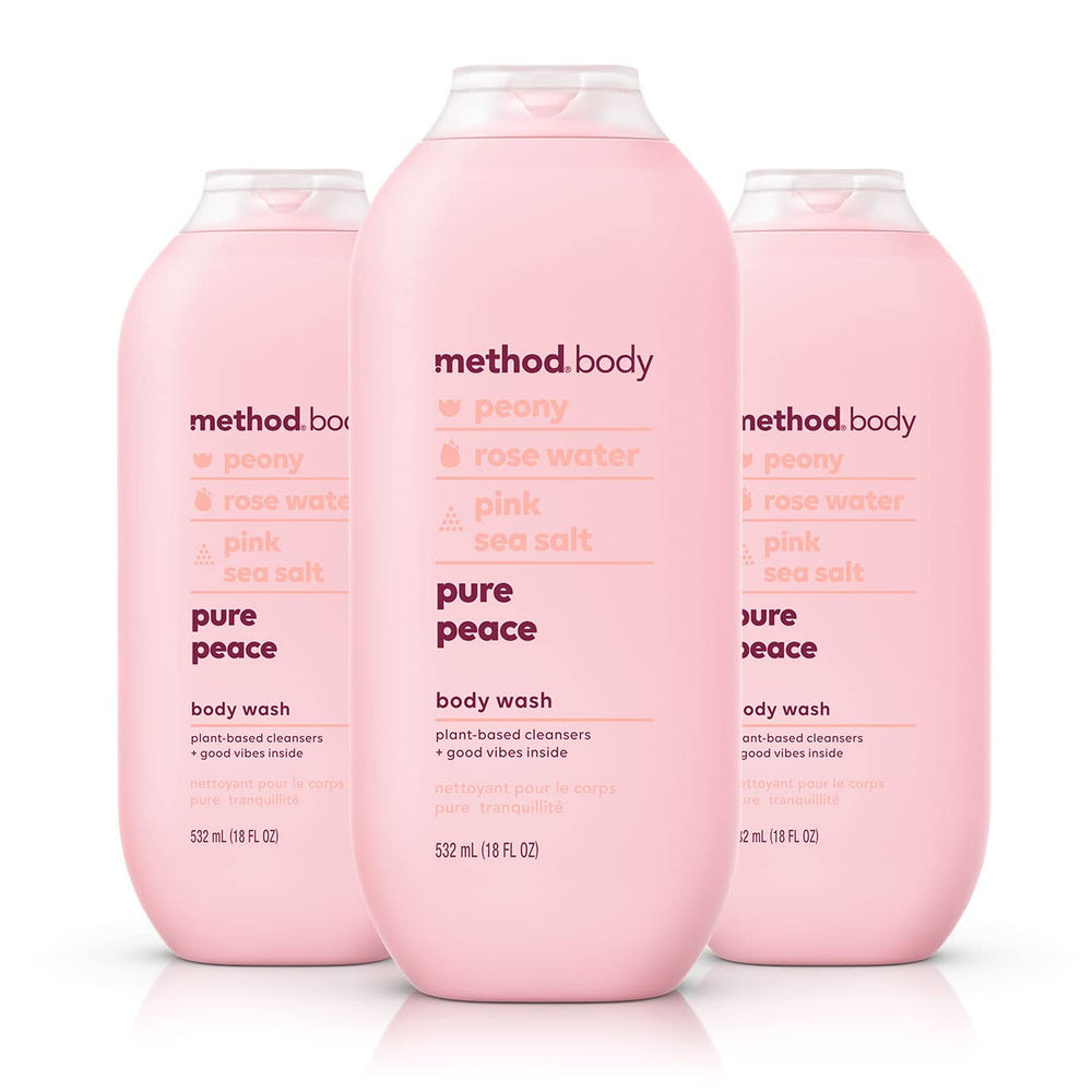 Method Pure Peace bottle front shows detoxifying formula and spa-like scent