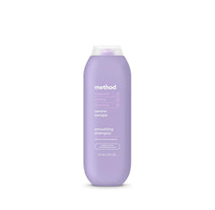 Method Smoothing Shampoo Serene Escape bottle on shelf with eco-friendly design