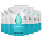Method Waterfall hand soap refill pack-6 for convenient, eco-friendly cleaning.