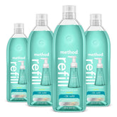 Method Waterfall refill 28oz front view, four-pack for eco-friendly at-home refills.