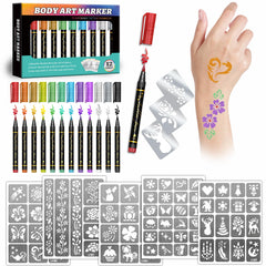 Metuu tattoo markers kit packaging front view, ideal for easy party art prep.