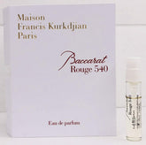 Maison Francis Kurkdjian Baccarat Rouge 540 mini vial bottle front view for on-the-go luxury.