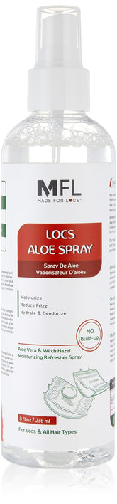 MFL Made For Locs Aloe Refresher en botella para hidratación ligera de locs.