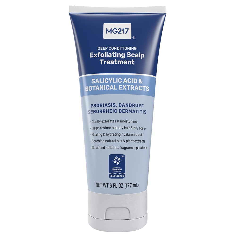 MG217 Deep Conditioning Scalp Care bottle showing fragrance-free hydration for sensitive scalps.
