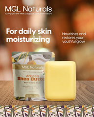 MGL Naturals shea butter applied to the face for moisturized glow.