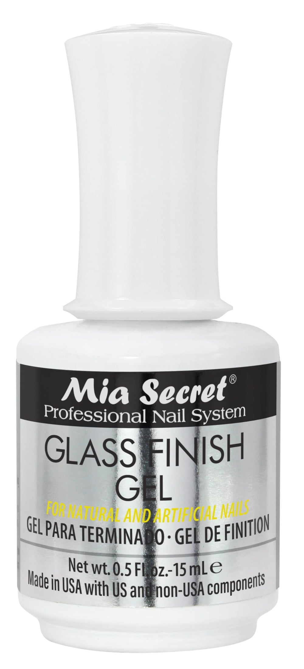 Mia Secret acabado vidrio gel UV-LED envase 15 ml, para uñas naturales.